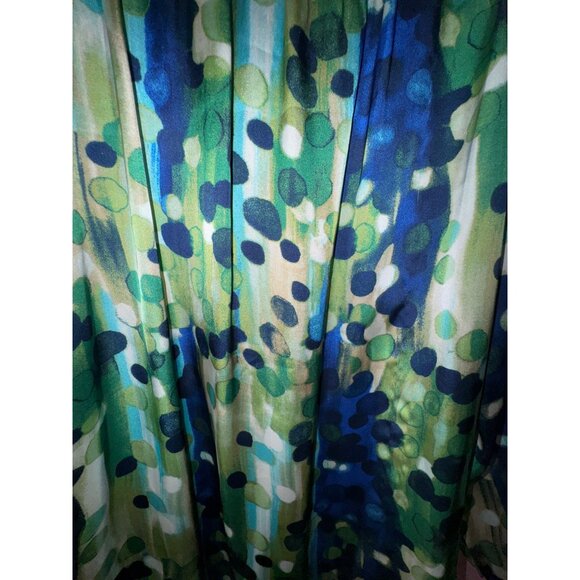 Roz & Ali Plus Size 1X Blouse Green & Blue Satin Top Boho‎ Art Chic Casual Cute - Picture 8 of 8